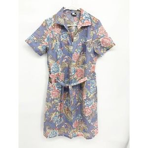 Vintage Glamax Housewife Multicolor Midi Dress with Waist Tie Size L